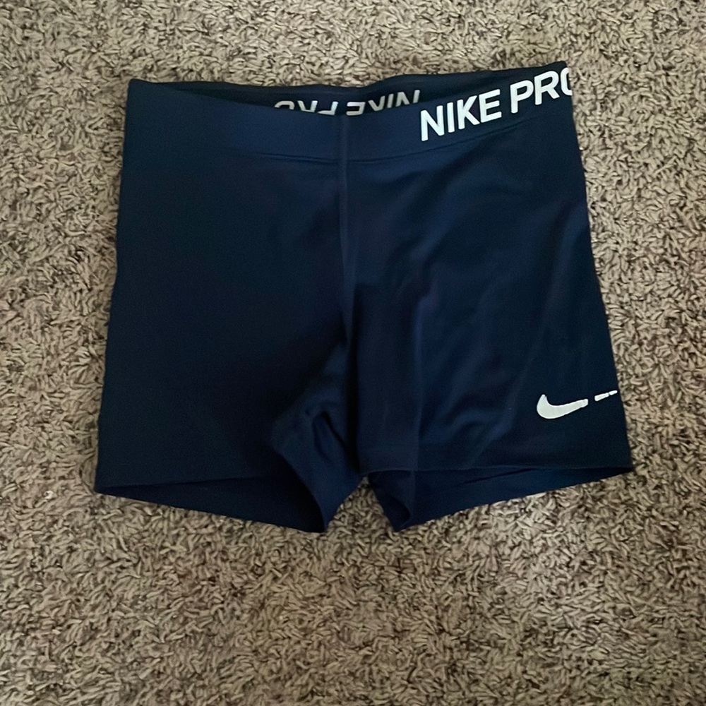 Navy blue Nike Pro spandex shorts
